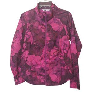 The North Face Floral Jacket Size Small Polyester Pink Purple Flyweight Zip #D42